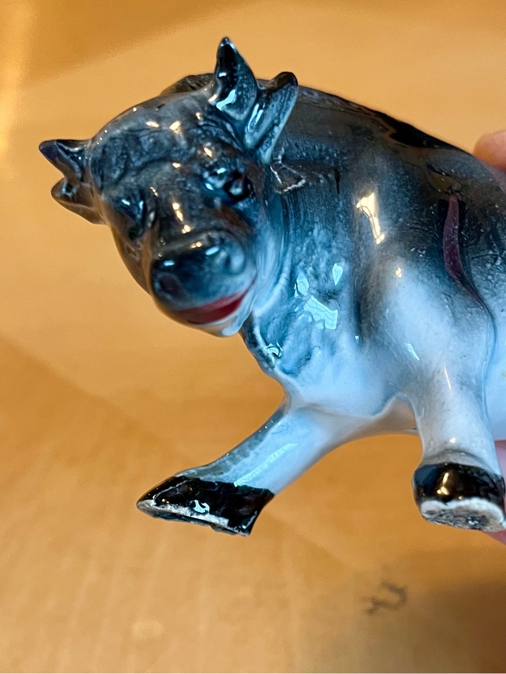 Vintage Black and White Bull Steer Figurine Made in Japan - Picture 9 of 11